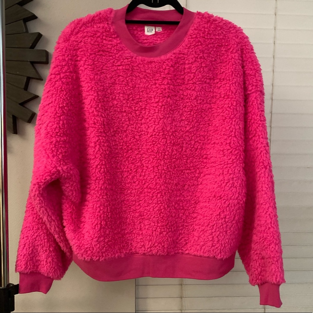 Gap - Neon Pink Fuzzy/Fleece Sweater - Like New! - Small